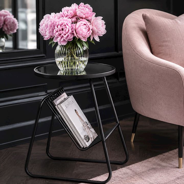 BLACK MAGAZINE RACK TABLE 50x42x66cm
